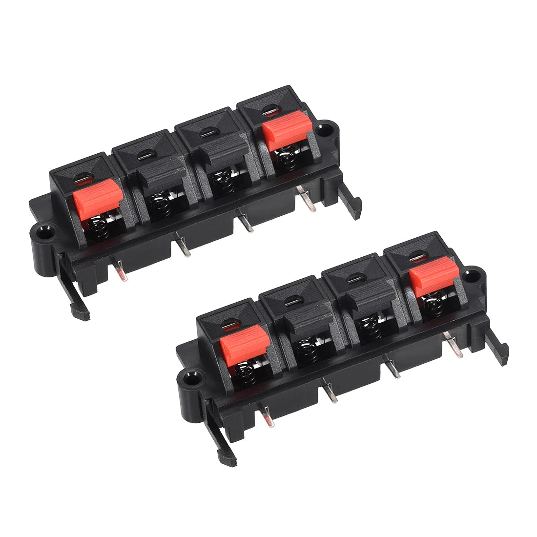 4 Ways Spring Speaker Terminal Clip Push Release Connector Audio Cable Terminals Strip Block Black Red WP4-19 2Pcs