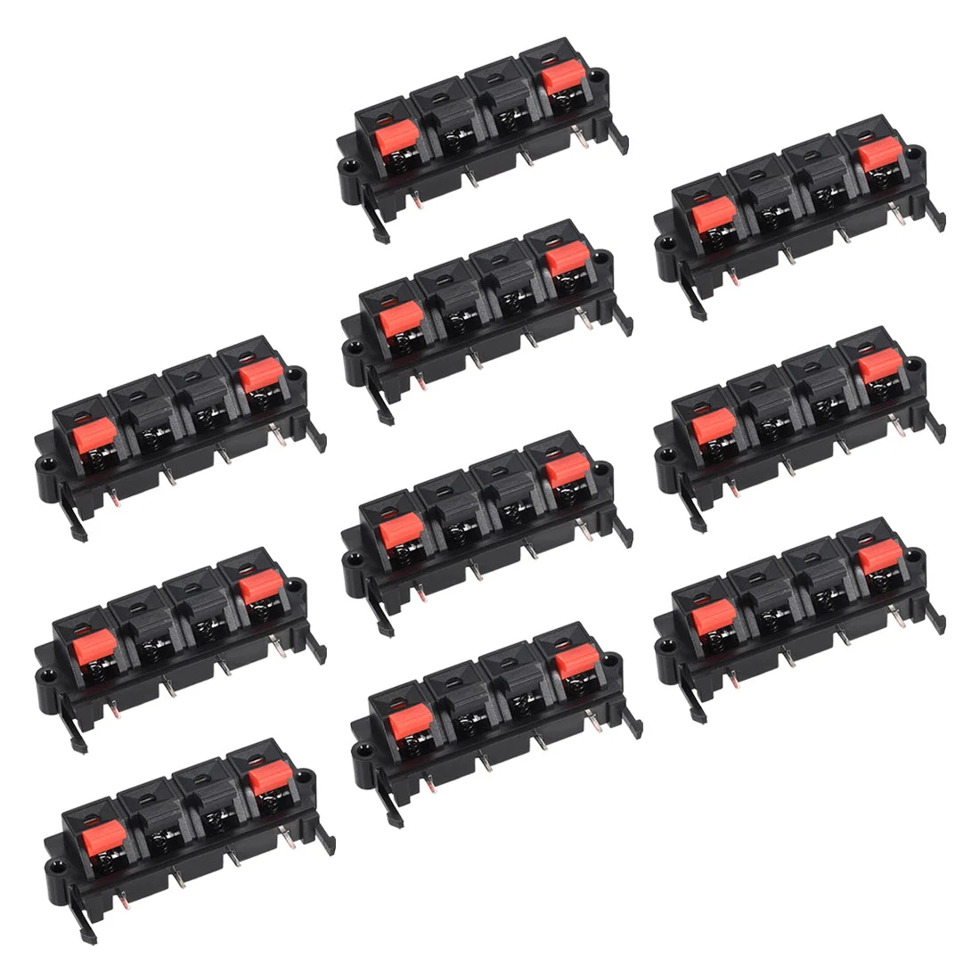 4 Ways Spring Speaker Terminal Clip Push Release Connector Audio Cable Terminals Strip Block Black Red WP4-19 10Pcs