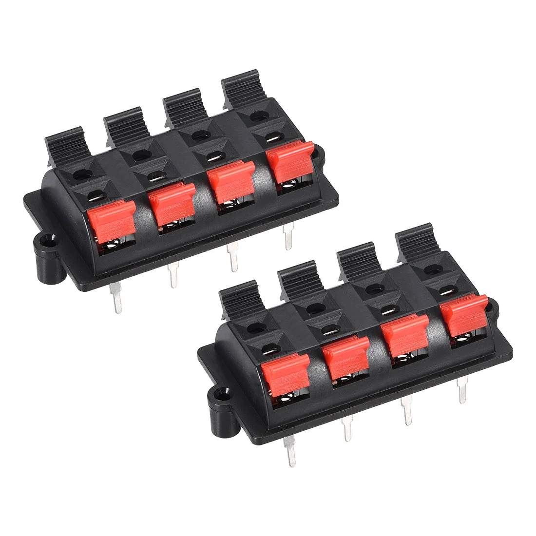 2 Row 8 Way Spring Speaker Terminal Clip Push Release Connector Audio Cable Terminals Strip Block Black Red WP8-03 2Pcs