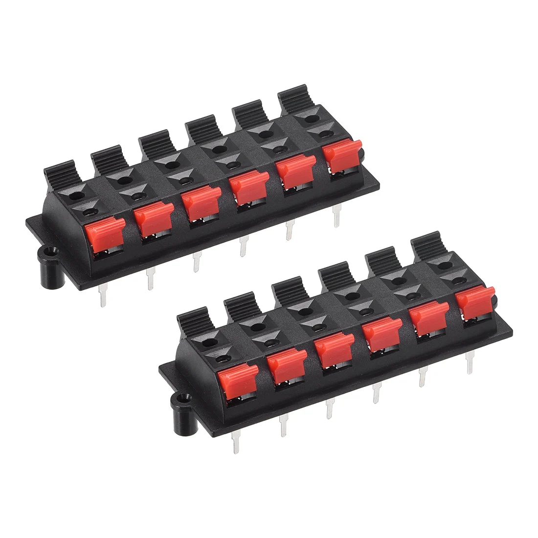 2 Row 12 Way Spring Speaker Terminal Clip Push Release Connector Audio Cable Terminals Strip Block Black Red WP12-03 2Pcs