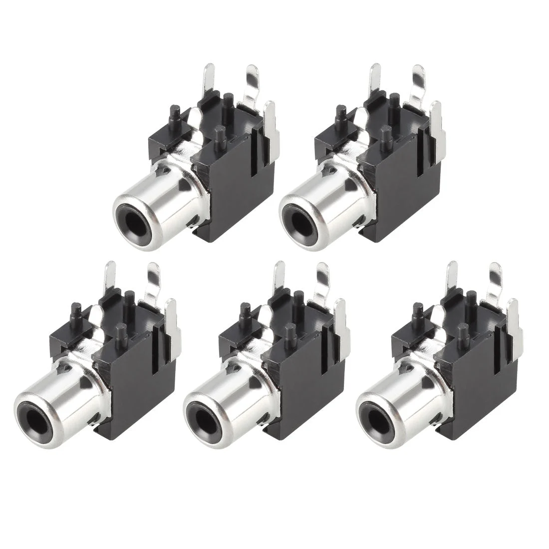 Uxcell PCB Panel Mount Single RCA Socket Female Jack Audio Video AV Connector Black 2pins 5Pcs