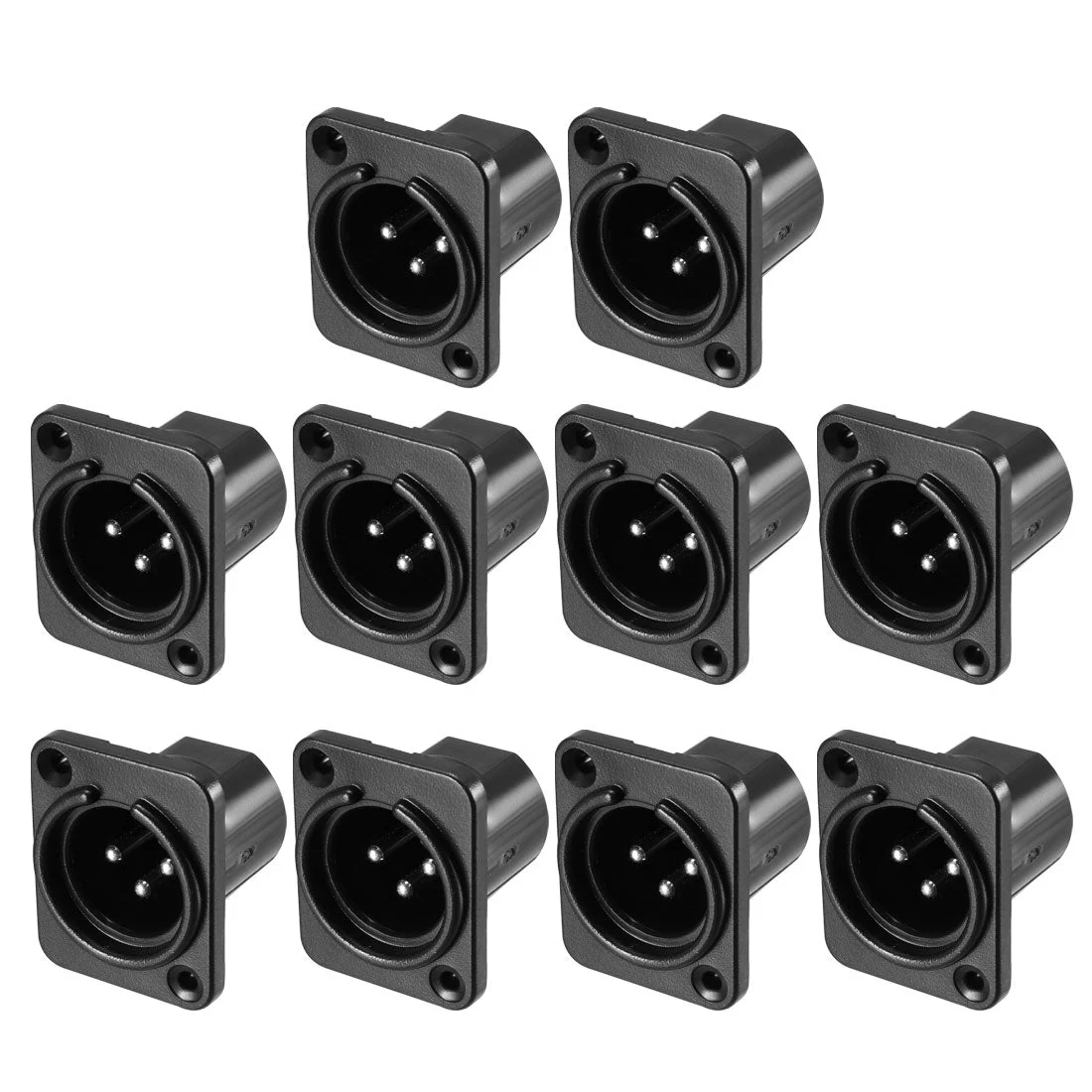 Uxcell 3-Pin XLR Male Jack Panel Mount For Microphone Connector Adapter Converter Audio Speaker Twist Lock 10Pcs YL3064