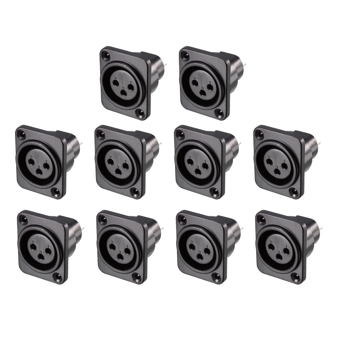 Uxcell 3-Pin XLR Female Jack Panel Mount For Microphone Connector Adapter Converter Audio Speaker Twist Lock 10Pcs YL3063