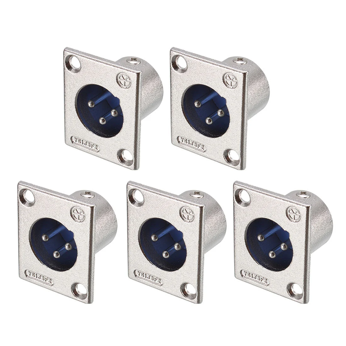 3-Pin XLR Male Jack Panel Mount For Microphone Connector Adapter Converter Audio Speaker Silver Tone 5Pcs