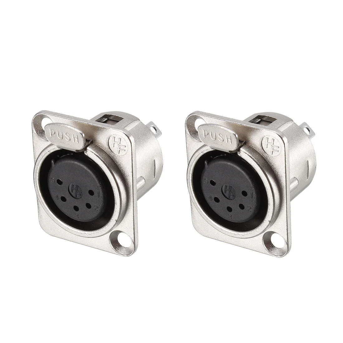 Uxcell 5-Pin XLR Female Jack Panel Mount For Microphone Connector Adapter Converter Audio Speaker Silver Tone 2Pcs YL3079