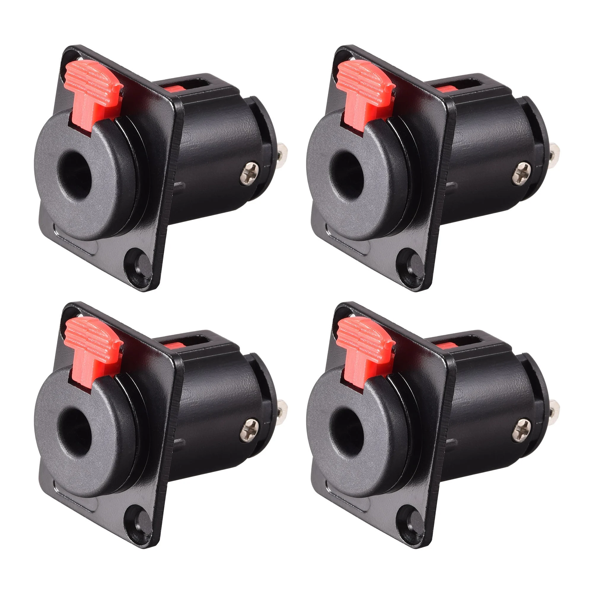 6.35mm 1/4 Inch Female Stereo TRS Audio Socket Jack Connector Panel/Chassis Mount - 6.35mm Stereo Socket Black 4pcs