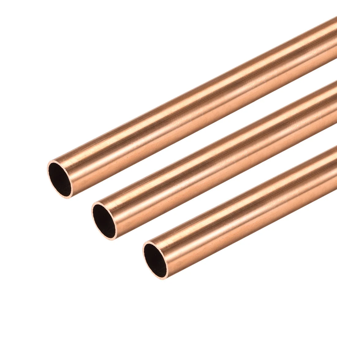 Copper Round Tube 8mm OD 0.5mm Wall Thickness 300mm Long Hollow Straight Pipe Tubing 3 Pcs