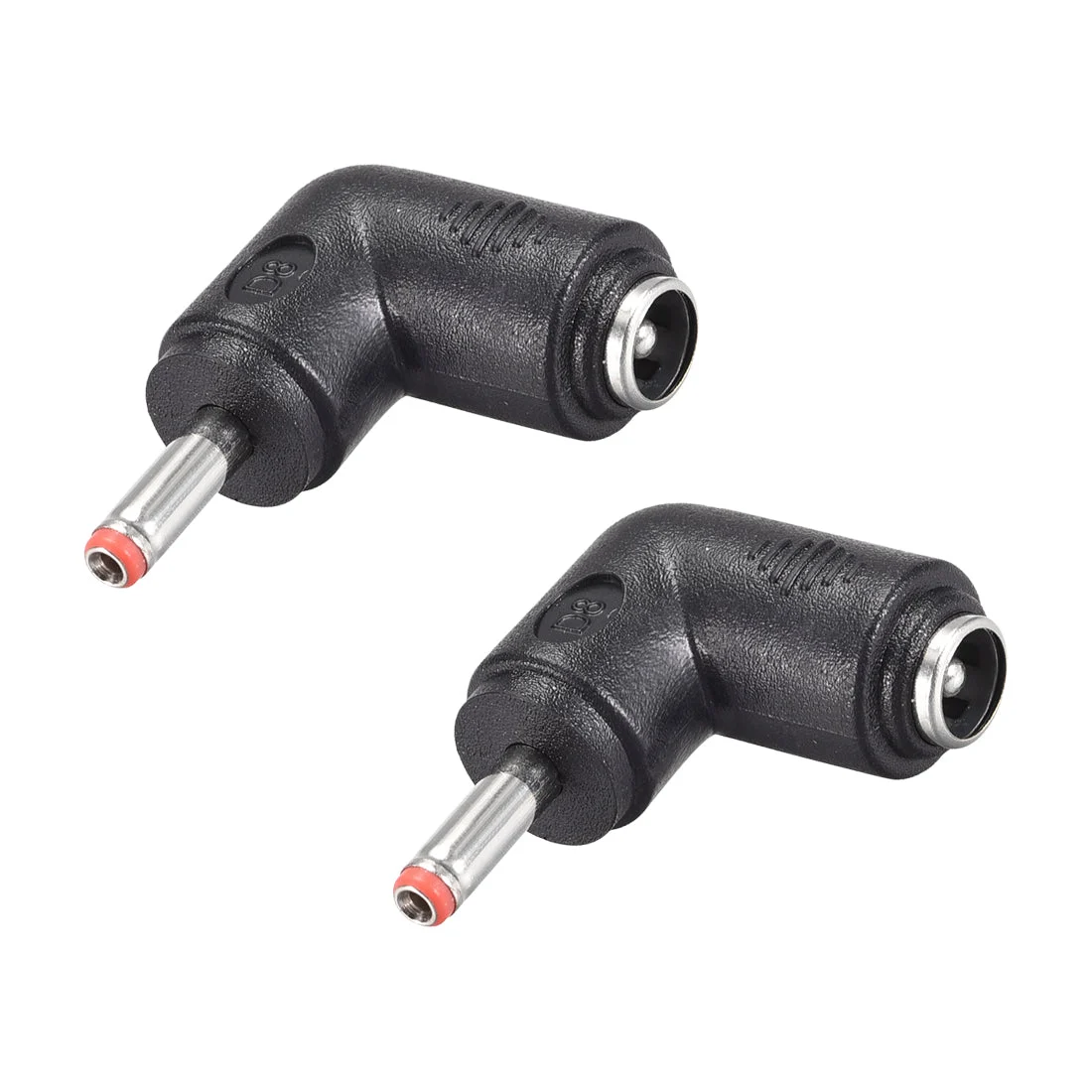 2pcs DC Power Connector Right Angle 5.5mm x 2.1mm Female to 3.5mm x 1.35mm