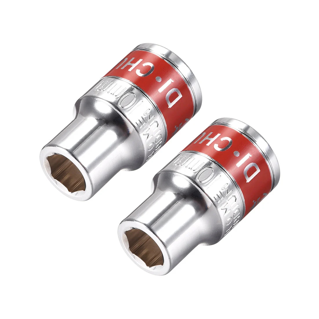 2 Pcs 1/2-Inch Drive by 10mm Shallow Socket with Red Band, Cr-V, 6-Point, Metric