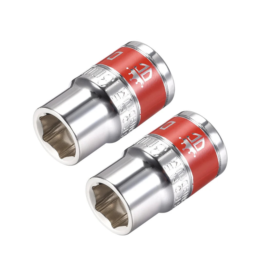 2 Pcs 1/2-Inch Drive by 13mm Shallow Socket with Red Band, Cr-V, 6-Point, Metric