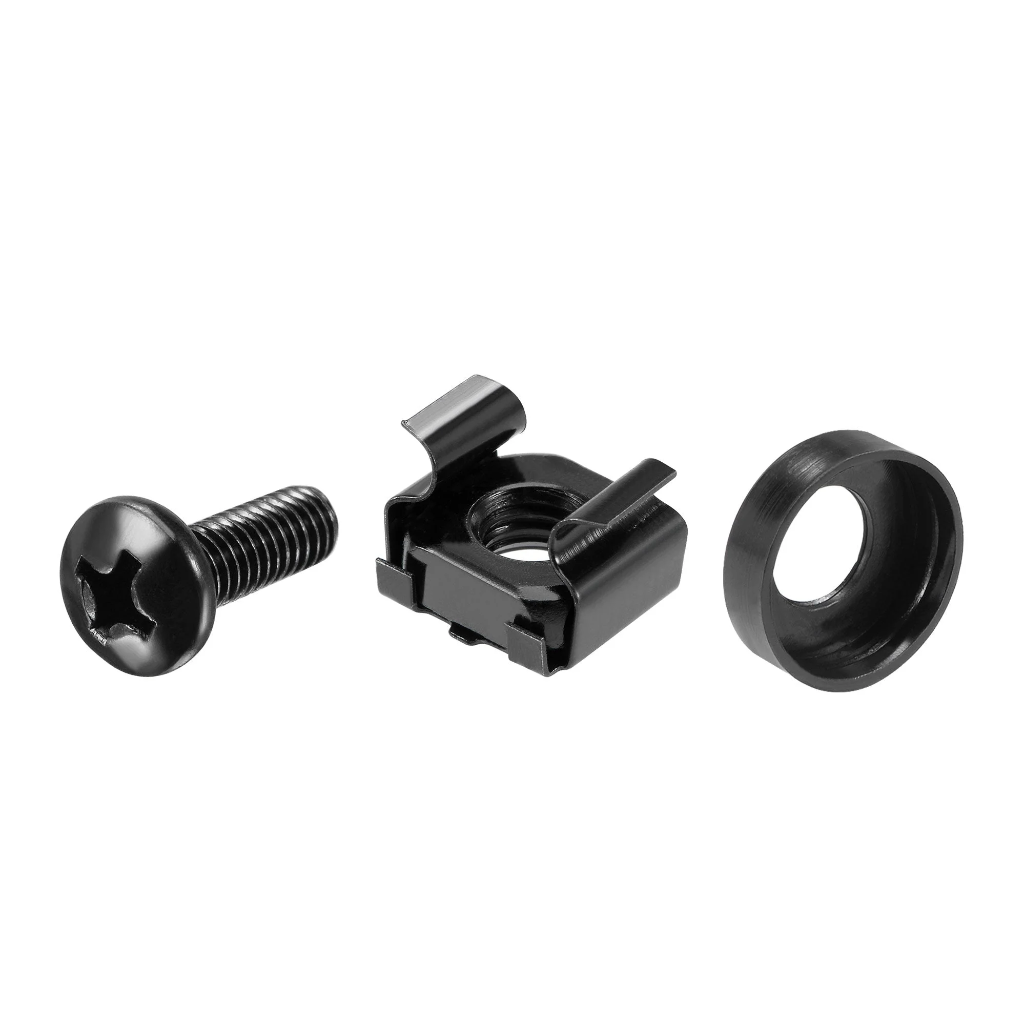 Uxcell M6x16mm Server Rack Cage Nuts Black 60Set, Mounting Screws for Server Shelves