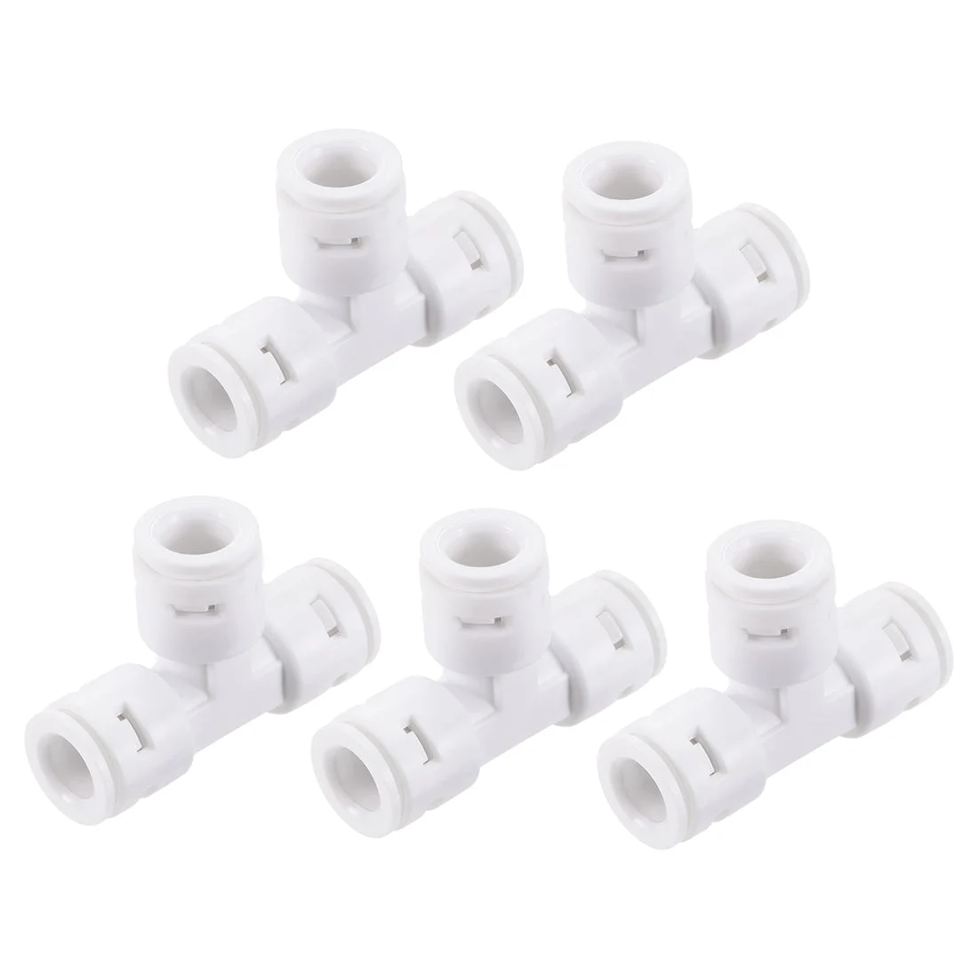 Quick Connector 3 Way T Type 3/8" Push Fit Connect Fittings for RO Water Purifier, 54x37mm White 5Pcs