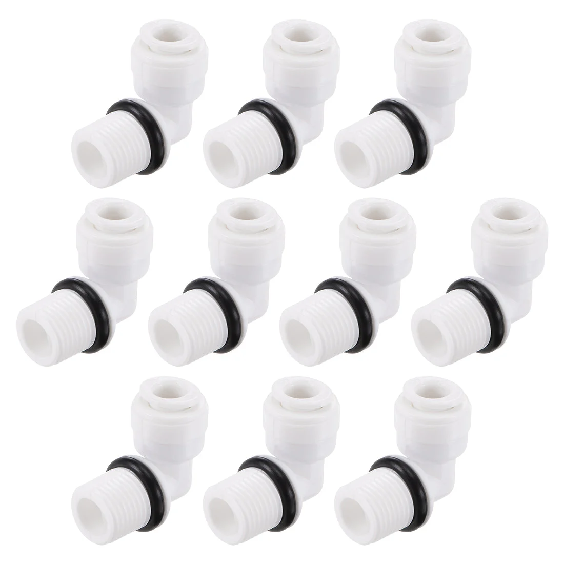 Quick Connector L Type G1/4 Male Thread to 1/4" Tube, Elbow Connect Fittings for RO Water Purifier, 29x27mm White Black 10Pcs