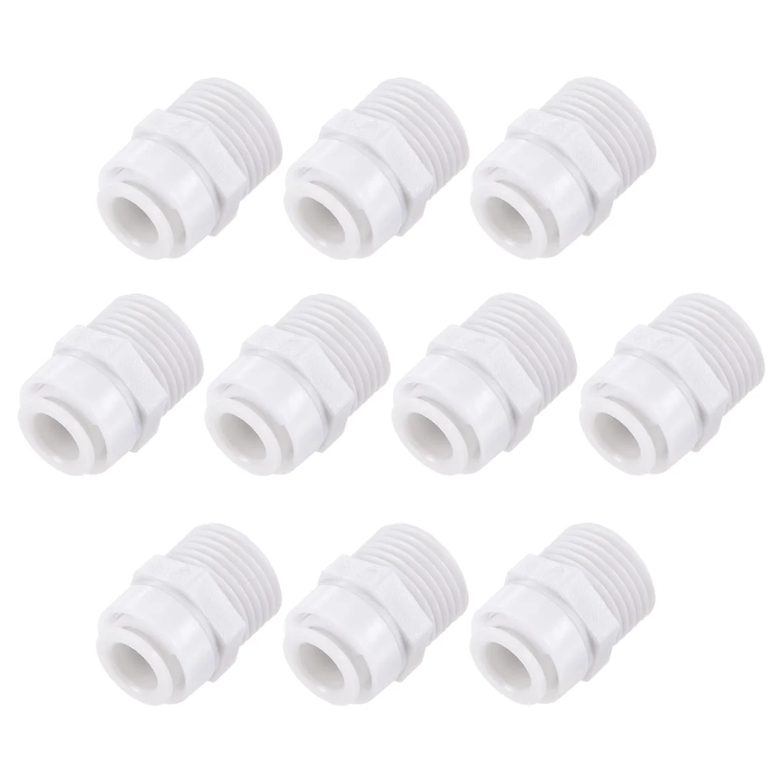 Quick Connector G1/2 Male Thread to 3/8" Tube, Straight Connect Fittings for Water Purifier, 29mm Gray White 10Pcs