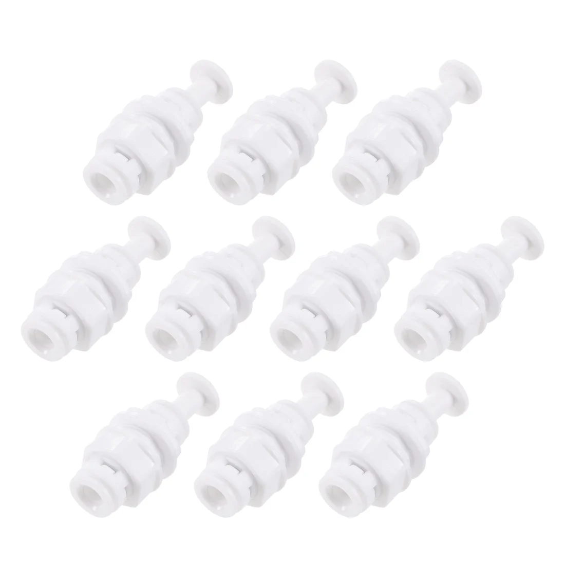 Quick Union Bulkhead Connector 1/4" to 1/4", Straight Connect Fittings for RO Water Purifier, 34mm White 10Pcs
