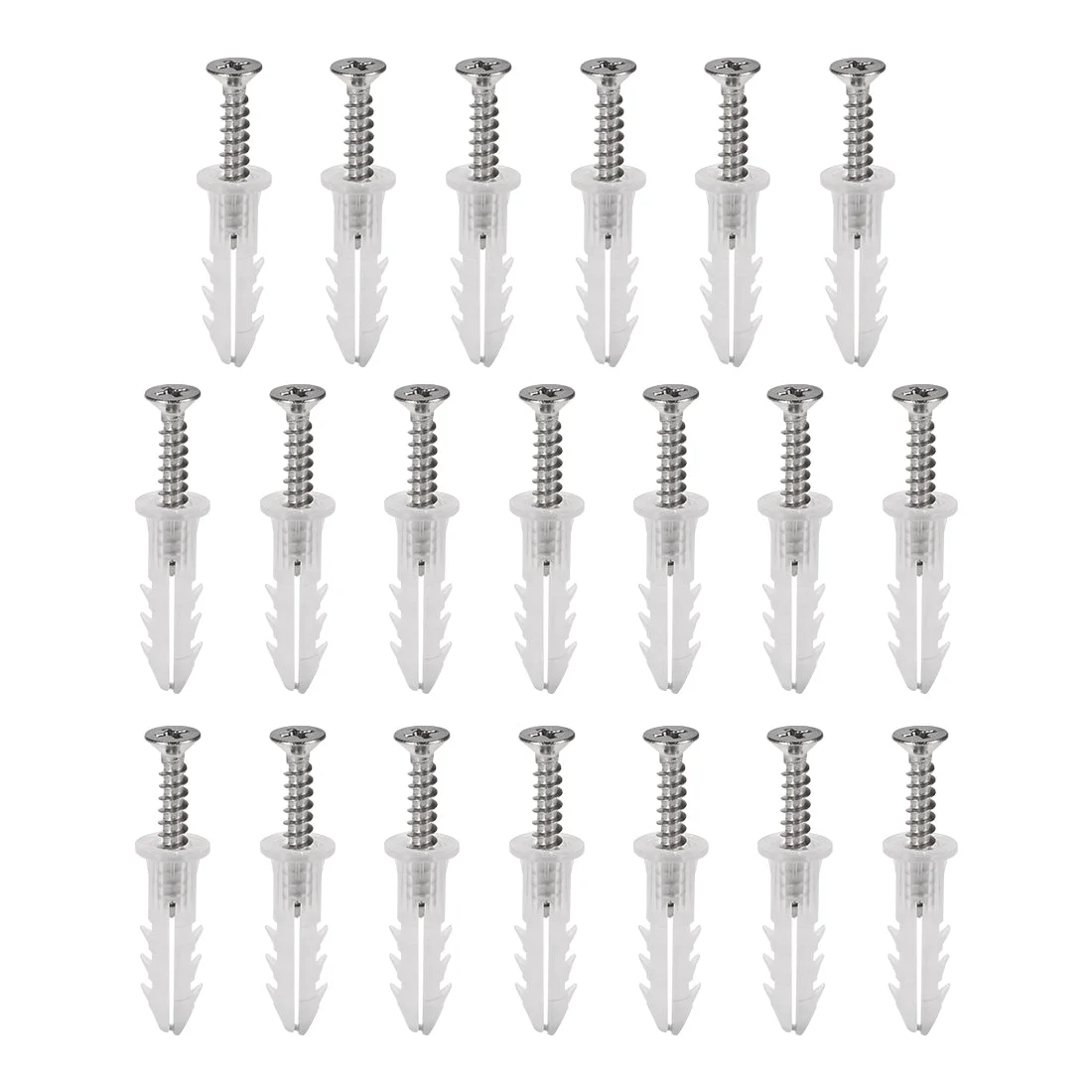6x26mm Plastic Expansion Tube for Drywall with Screws, Translucent 20pcs