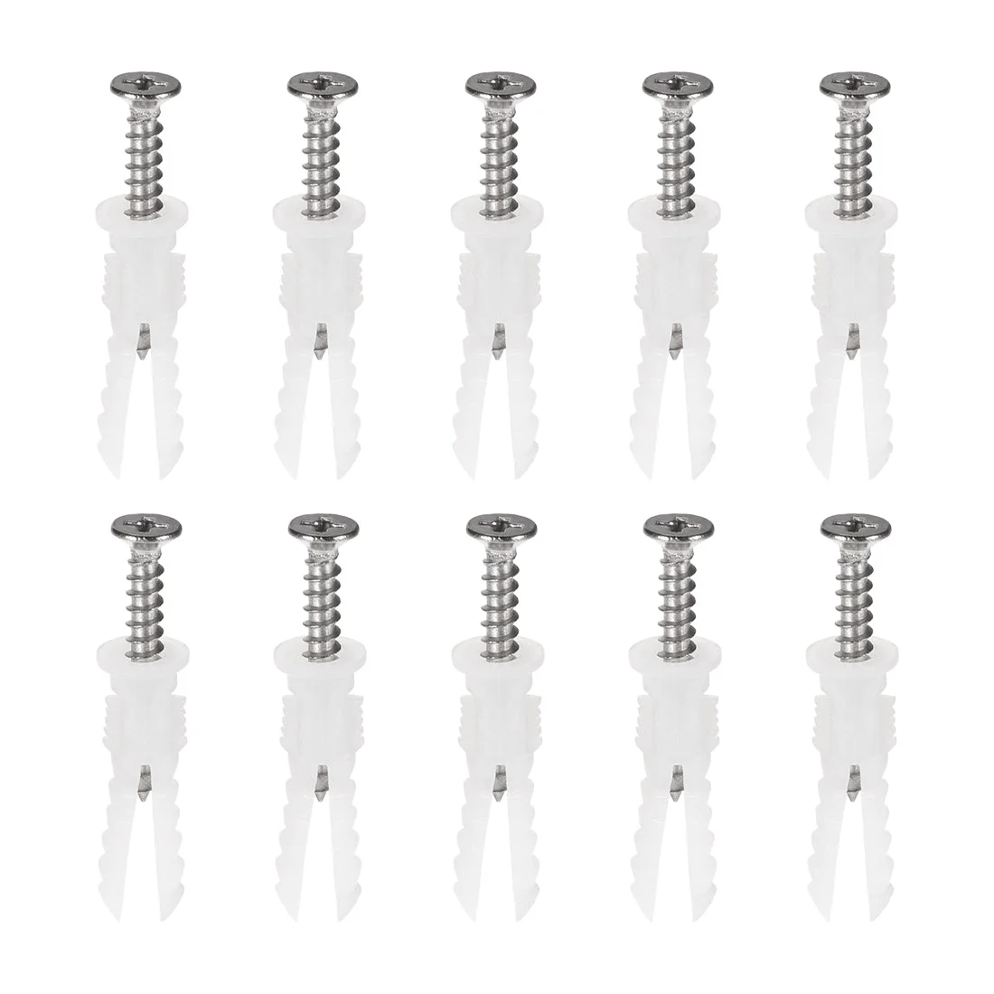 6mmx30mm Plastic Expansion Tube Pipe for Drywall with Screws White 20pcs