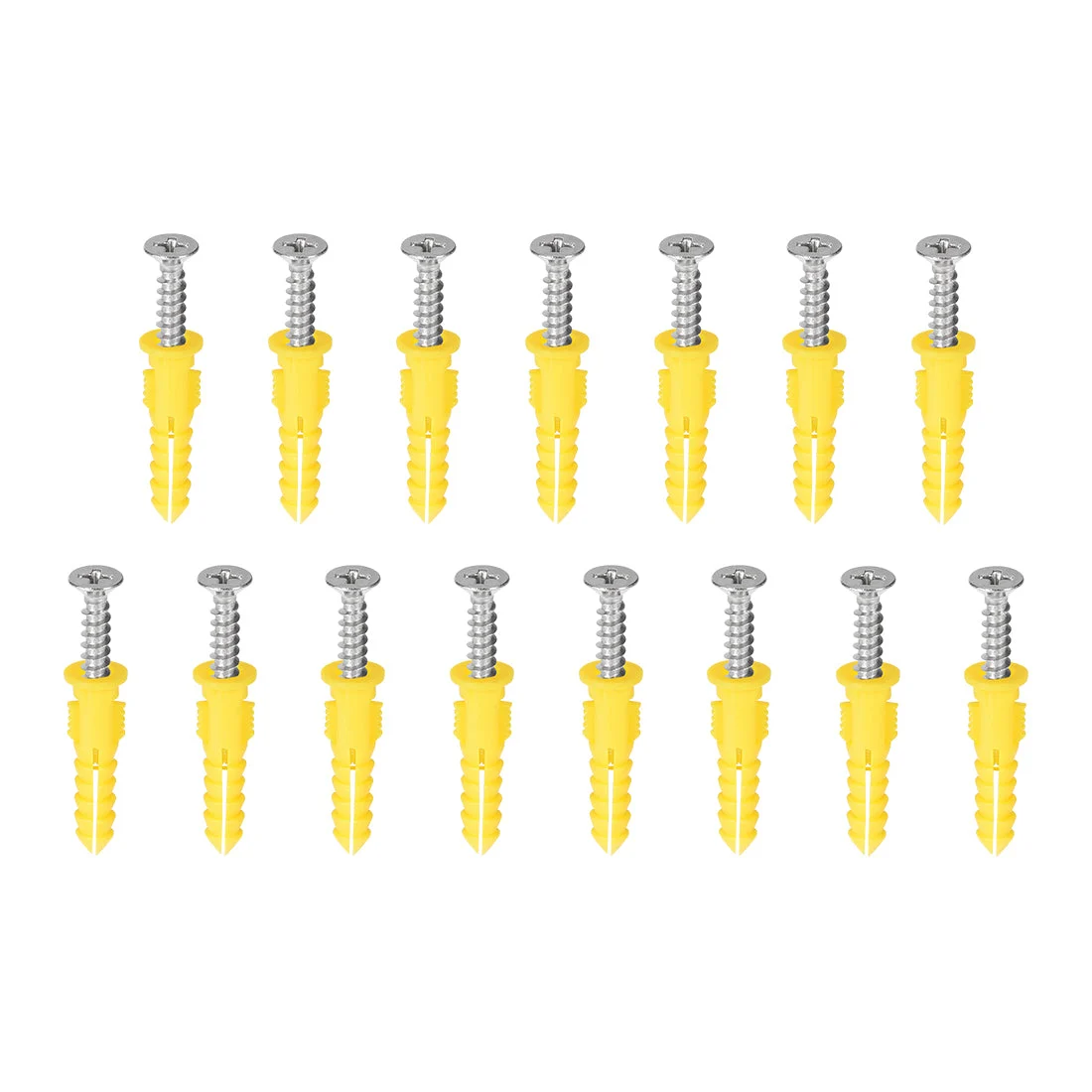 6x30mm Plastic Expansion Tube Pipe for Drywall with Screws Yellow 15pcs