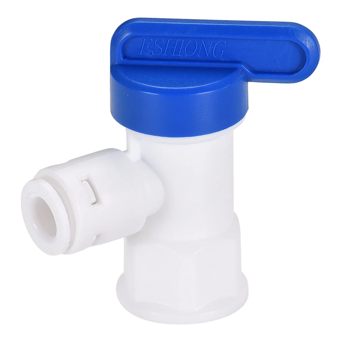 Elbow Ball Valve Quick Connect Fitting, 1/4" Tube Outer Diameter, G1/4 Female Thread, for Water Purifiers, Blue and White 2Pcs