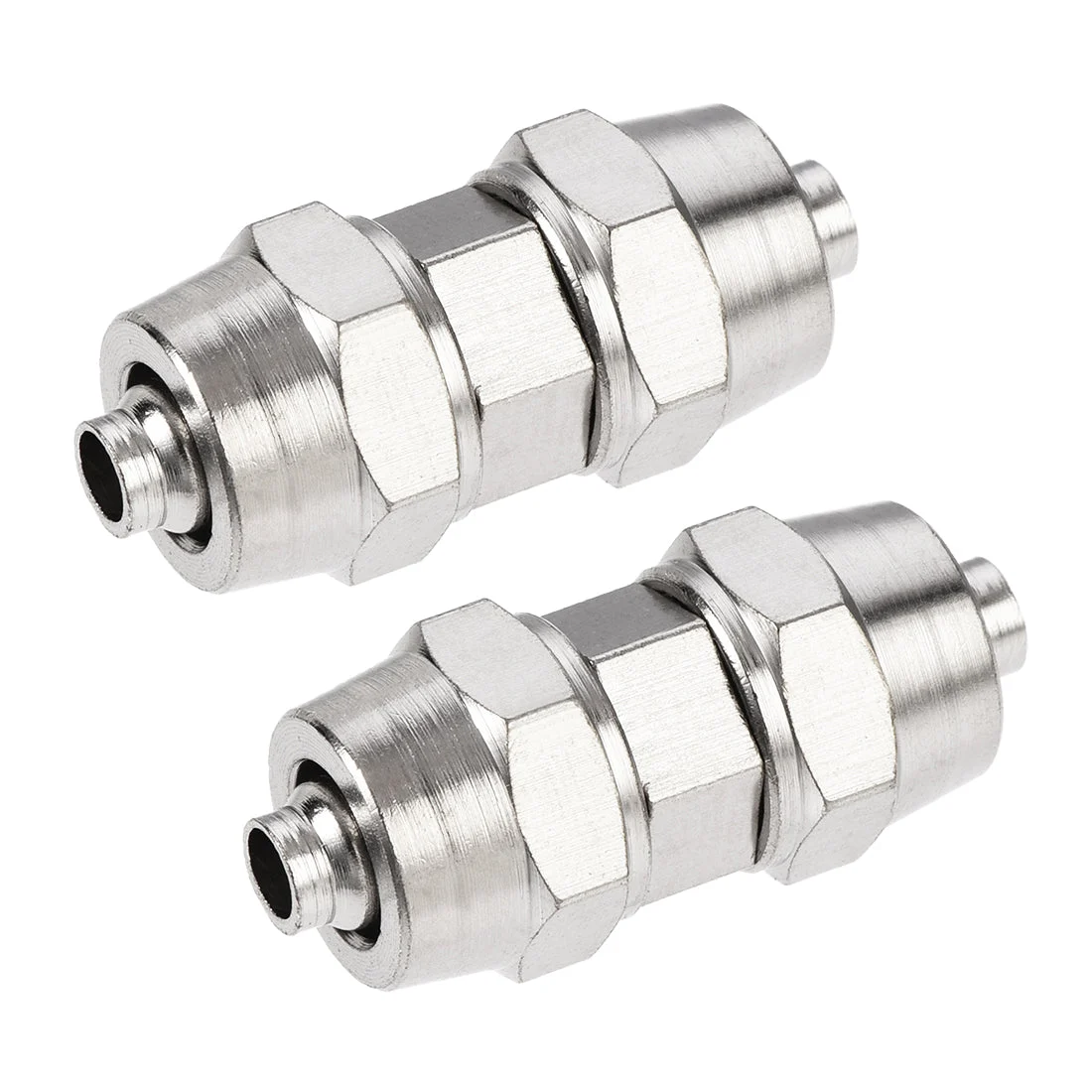 Compression Tube Fitting Nickel Plating for 6mm Pneumatic Hose Tube 2pcs