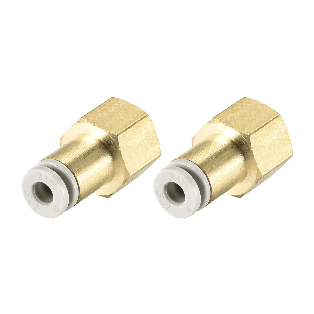 Push to Connect Tube Fittings 4mm Tube OD x 1/8 PT Female Straight Pneumatic Connector Pipe Fitting Golden Tone 2Pcs