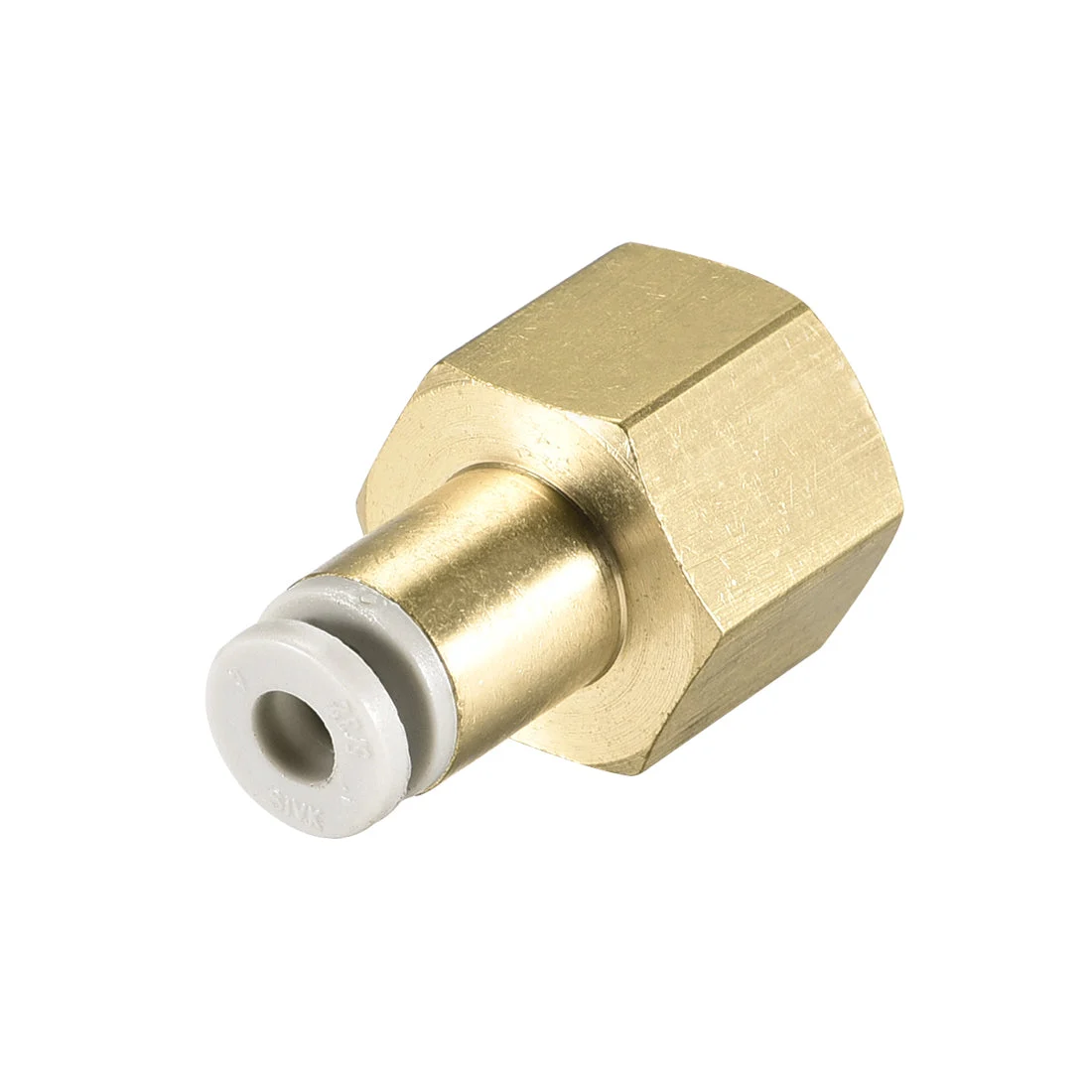 Push to Connect Tube Fittings 4mm Tube OD x 1/4 PT Female Straight Pneumatic Connector Pipe Fitting Golden Tone