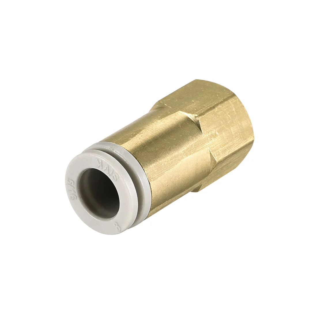 Push to Connect Tube Fittings 8mm Tube OD x 1/8 PT Female Straight Pneumatic Connector Pipe Fitting Golden Tone