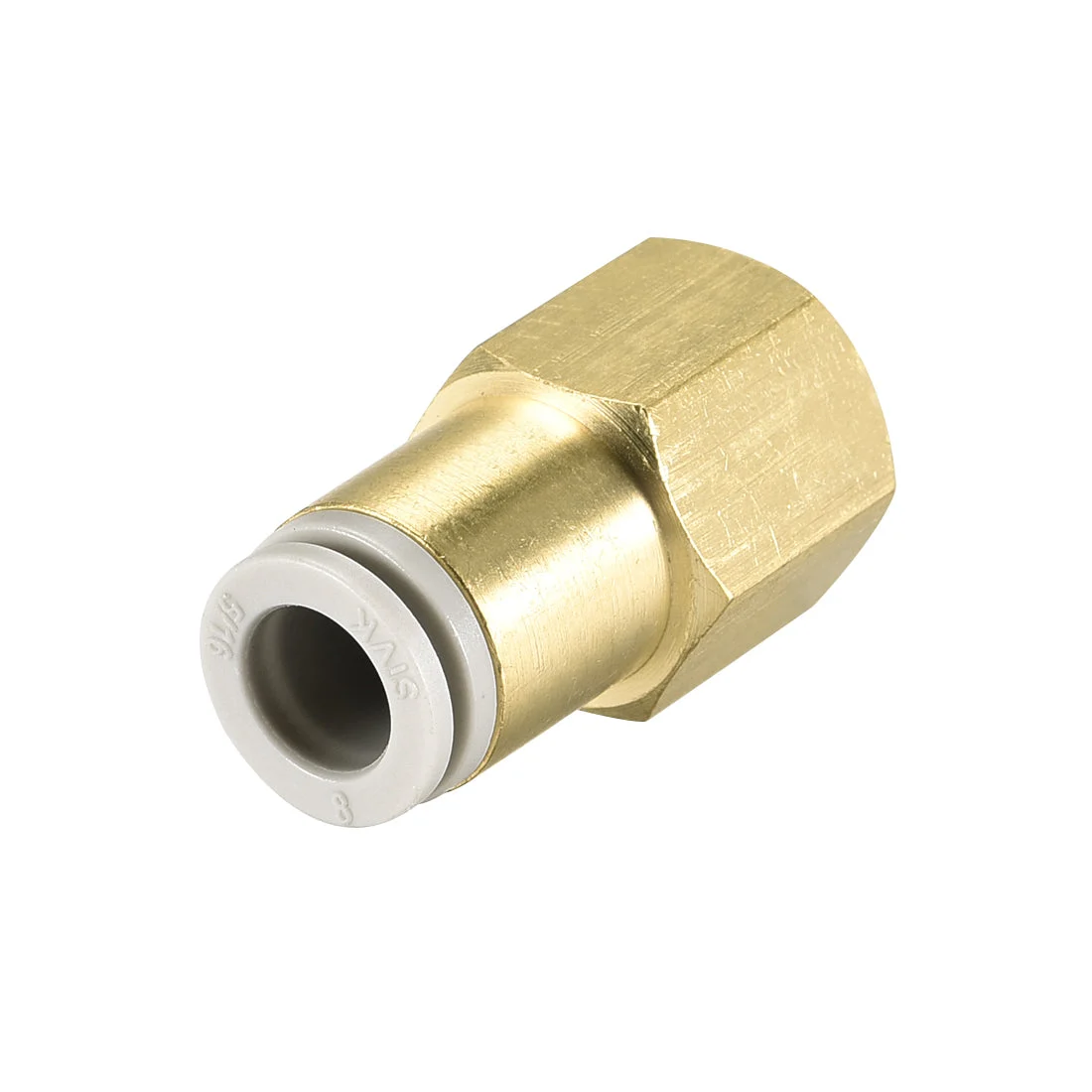 Push to Connect Tube Fittings 8mm Tube OD x 1/4 PT Female Golden Tone