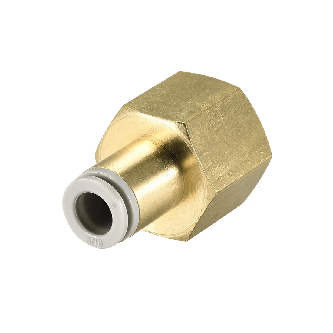 Push to Connect Tube Fittings 8mm Tube OD x 1/2 PT Female Golden Tone