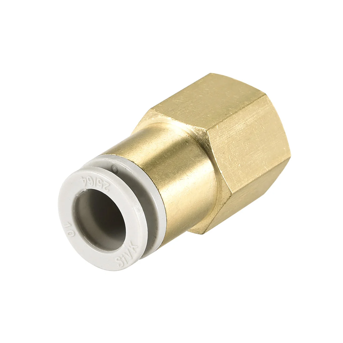 Push to Connect Tube Fittings 10mm Tube OD x 3/8 PT Female Straight Pneumatic Connector Pipe Fitting Golden Tone