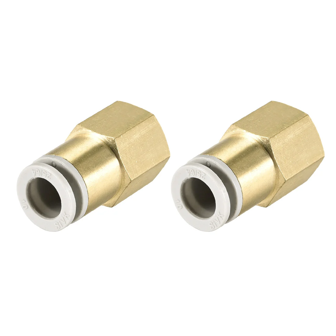Push to Connect Tube Fittings 10mm Tube OD x 3/8 PT Female Golden Tone 2Pcs