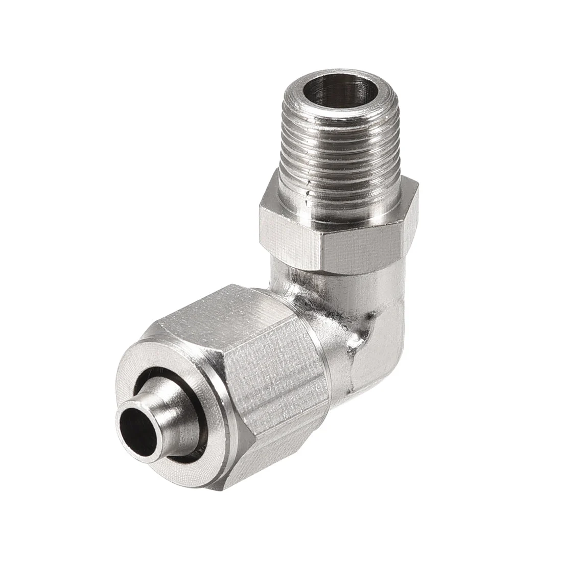 8mm Tube OD to 1/8PT Male Thread Elbow Quick Fittings Nickel Plated Copper