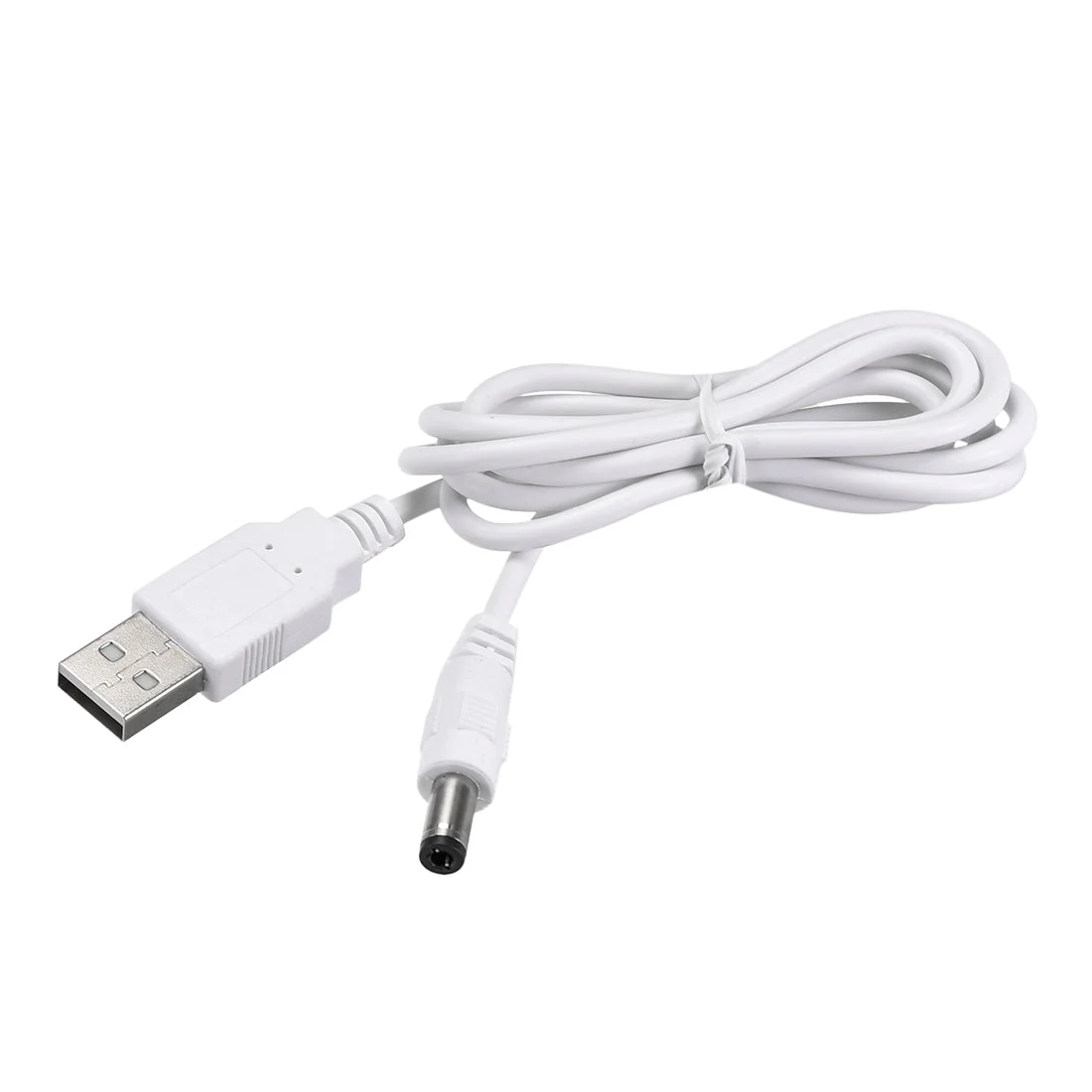 2Pcs USB 2.0 a Type Male to DC5V Power Plugs Barrel Connector Charge Cable White