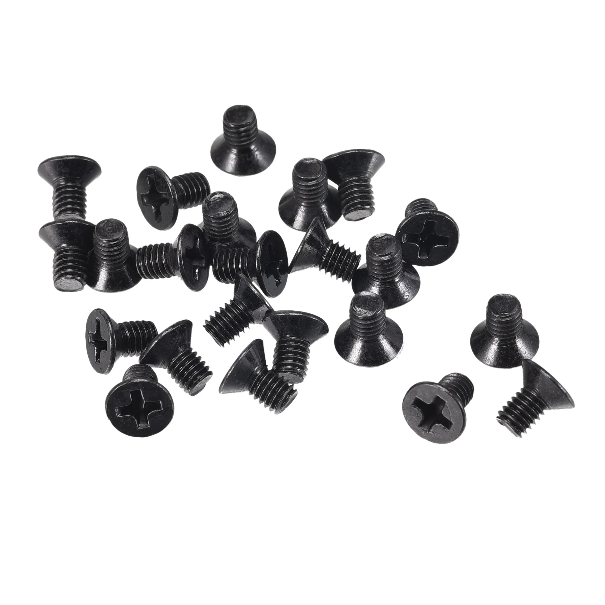 M3.5 x 6mm Phillips Flat Head Screws Carbon Steel Machine Screws Black 150pcs