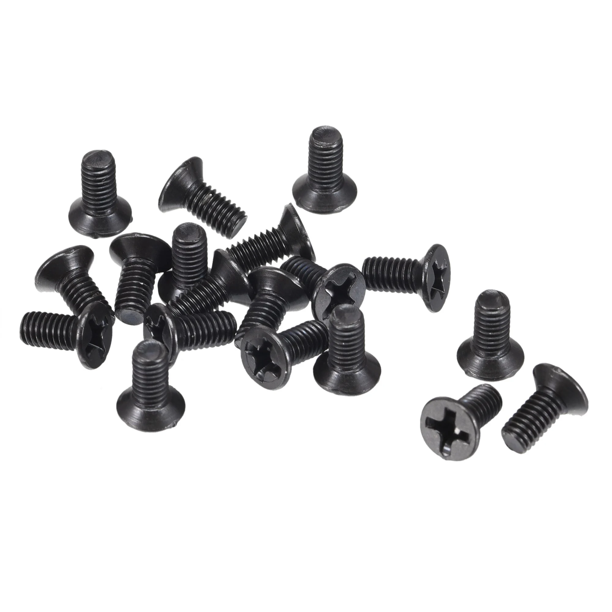M3.5 x 8mm Phillips Flat Head Screws Carbon Steel Machine Screws Black 150pcs