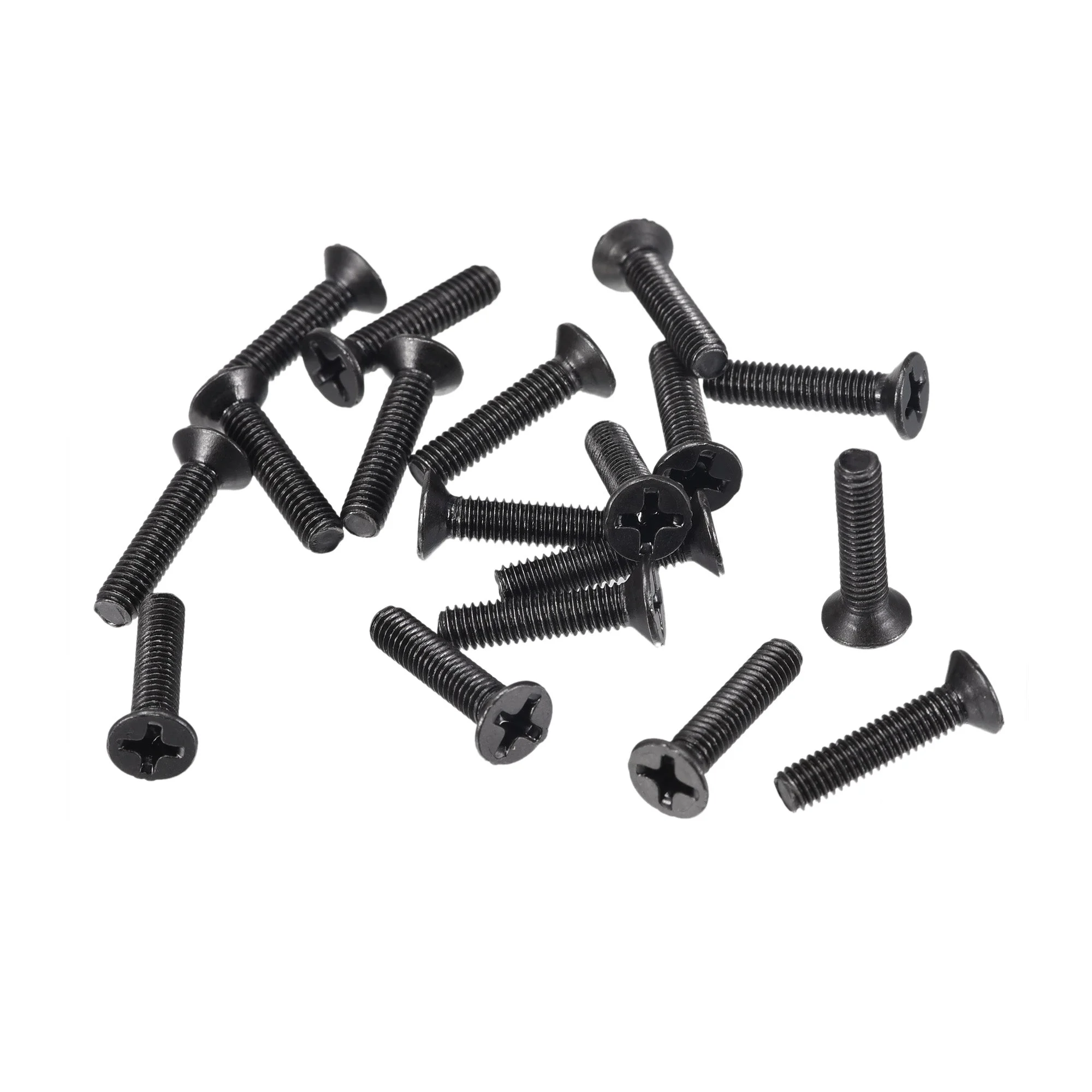 M3.5x16mm Phillips Flat Head Screws Carbon Steel Machine Screw Black 50pcs