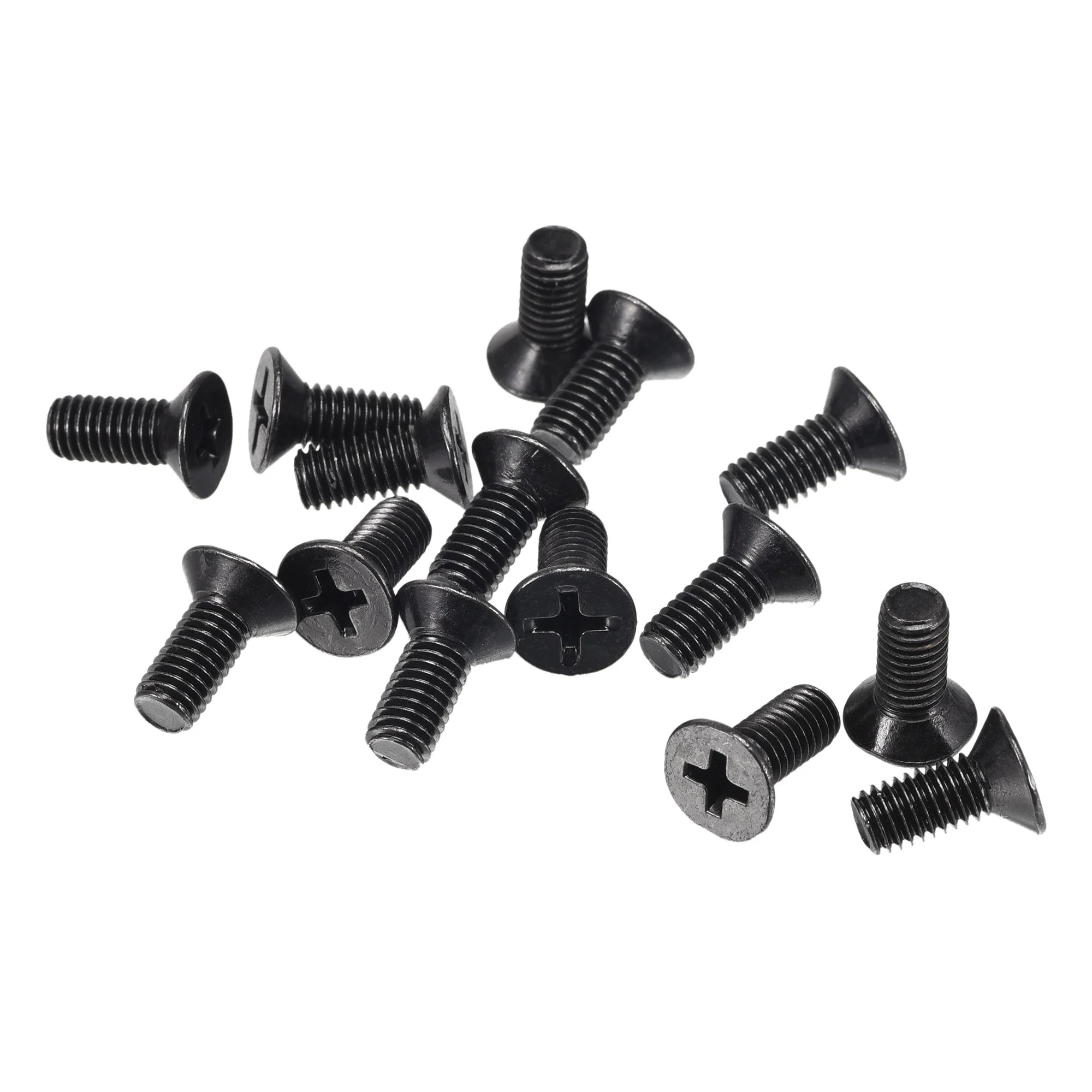 M5 x 12mm Phillips Flat Head Screws Carbon Steel Machine Screws Black 50pcs