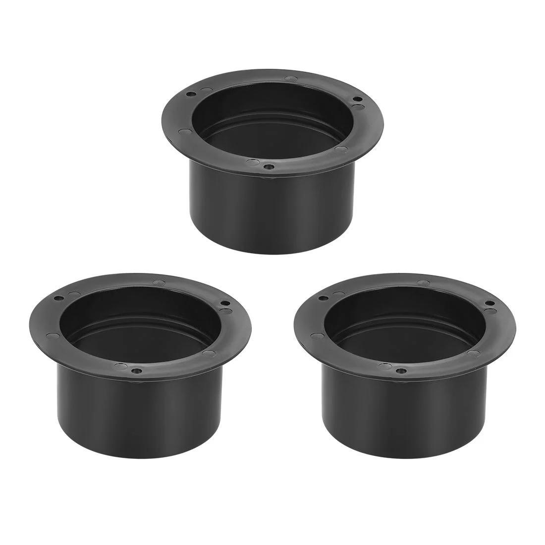 Black Straight Duct Connector Flange ABS Plastic Air Outlet Inlet Adaptor for 2.95Inch Dia Hose 3Pcs