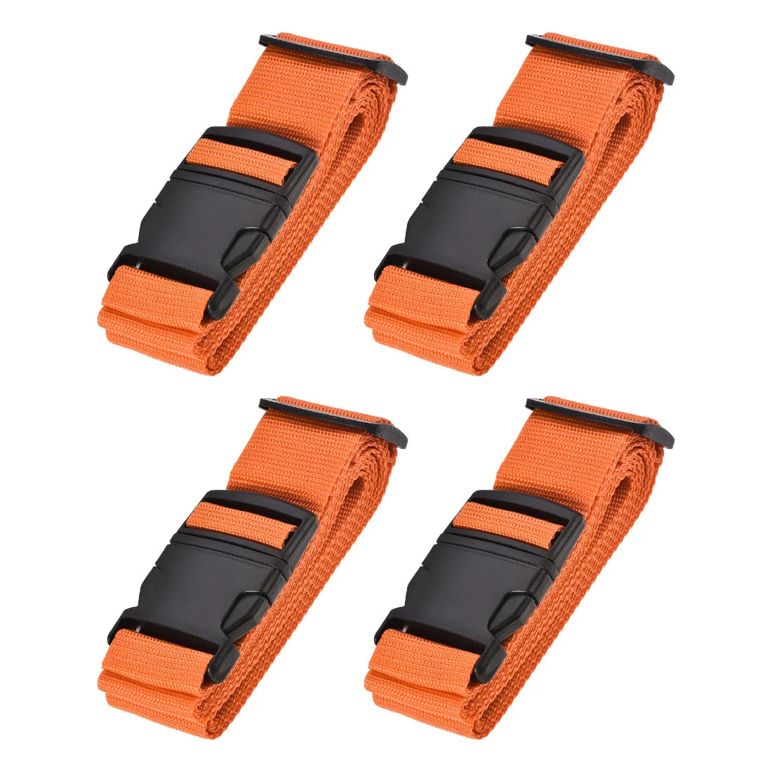 Luggage Straps Suitcase Belts with Buckle Label, 2Mx5cm Adjustable PP Travel Bag Packing Accessories, Orange 4Pcs