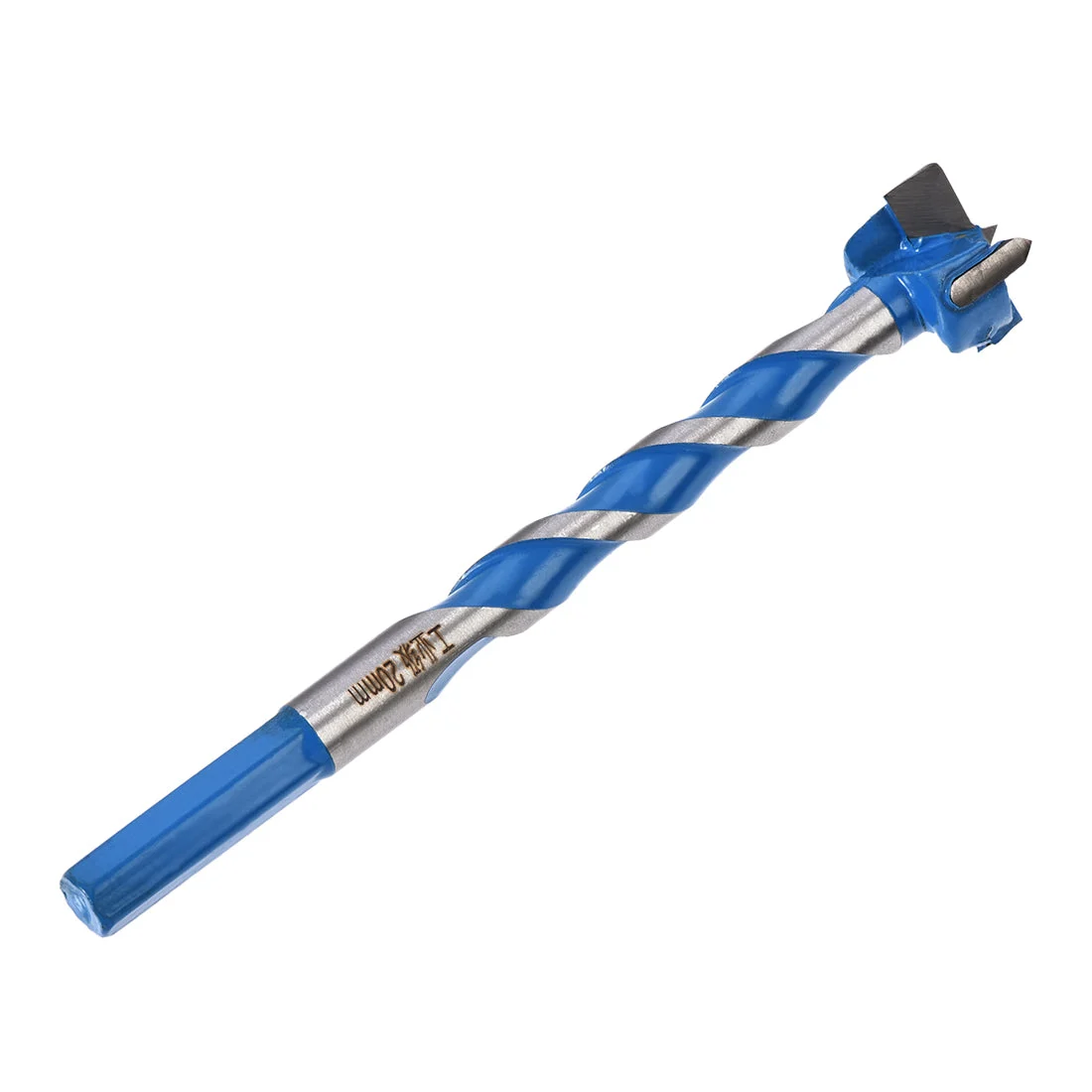 Forstner Wood Boring Drill Bit 20mm Dia. Hole Saw Carbide Alloy Steel Tip Hex Shank Cutting for Hinge Plywood Wood Tool Blue
