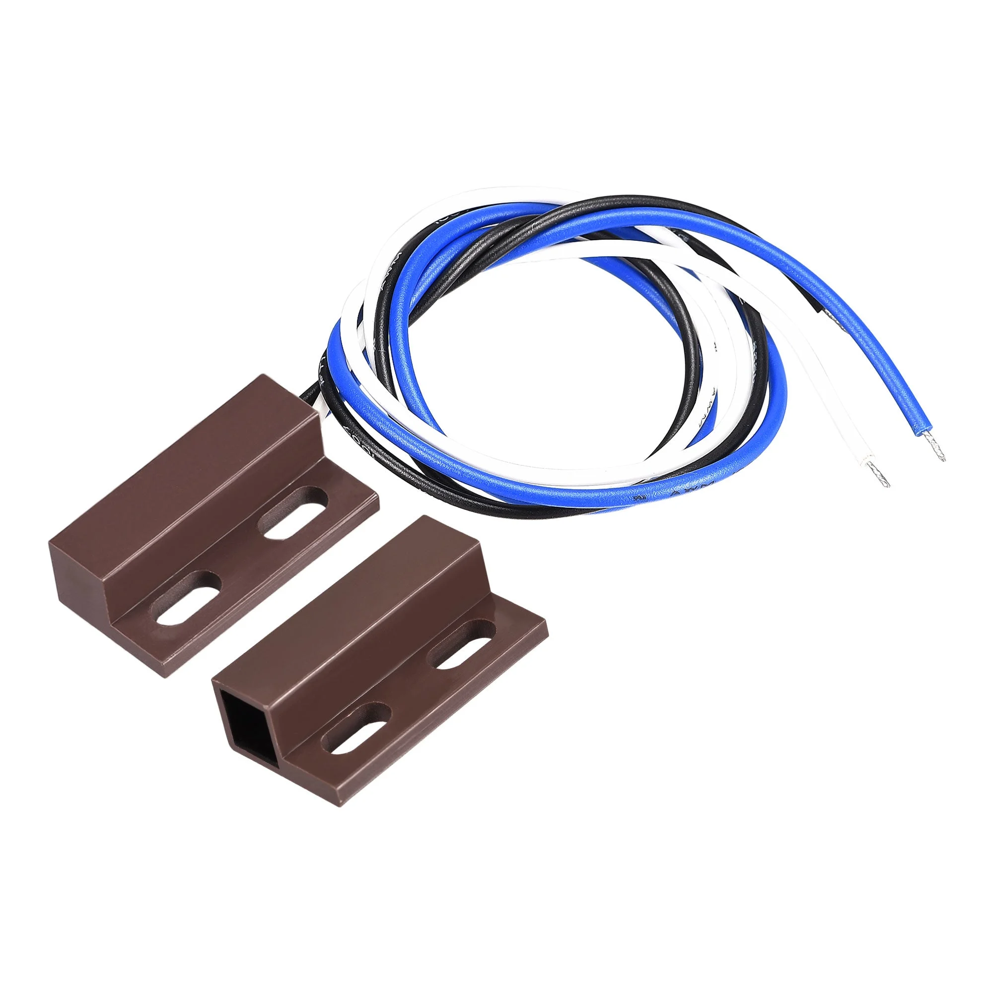 Wired Door Contact Sensor NO NC Surface Mount Magnetic Reed Switch Brown