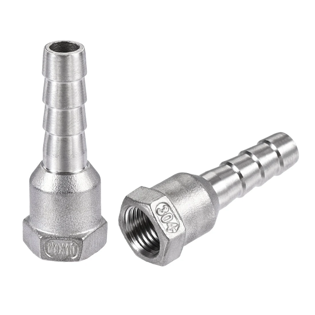 304 Stainless Steel Hose Barb Fitting Coupler 10mm Barb G1/4 Female Thread 2Pcs