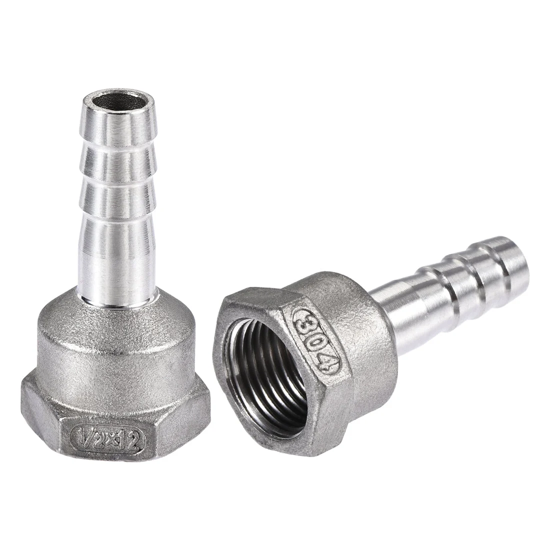 304 Stainless Steel Hose Barb Fitting Coupler 12mm Barb G1/2 Female Thread 2Pcs