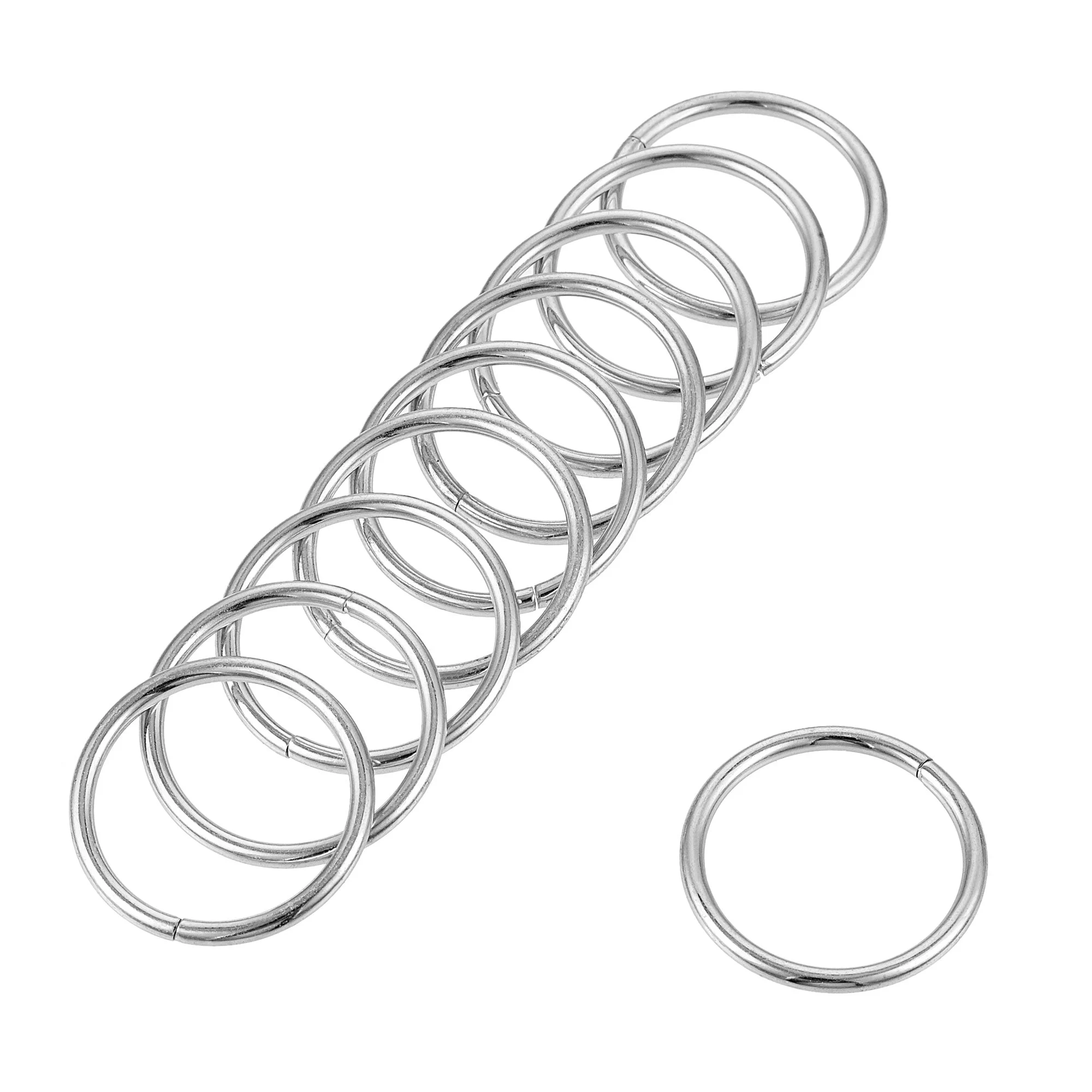 15mm Metal O Rings Non-Welded for Straps Bags Belts DIY Silver Tone 30pcs